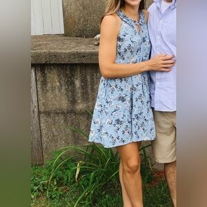 Band of Gypsies Light Blue Floral Mini Dress